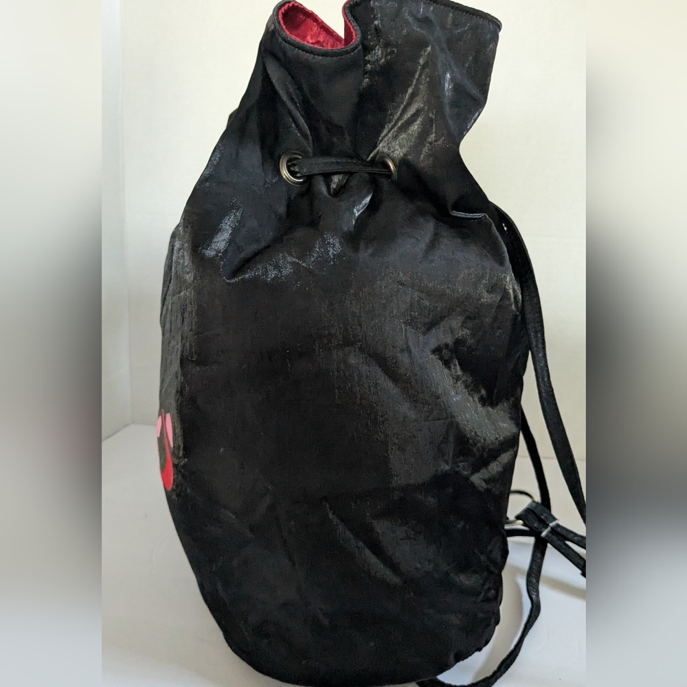 Black Drawstring Backpack With Pink Logo Accent - image 4